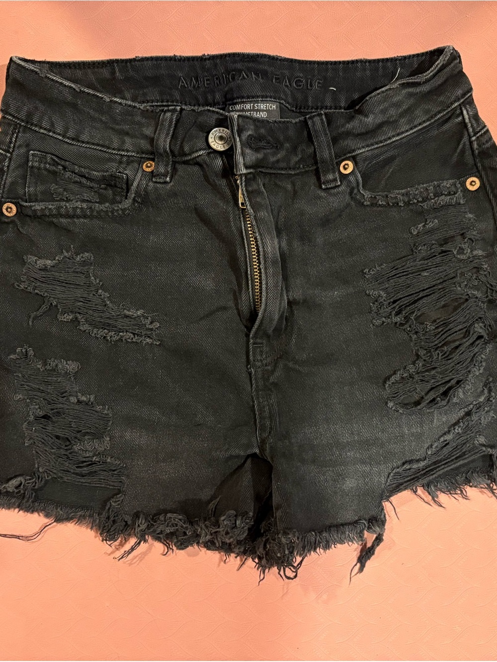 American Eagle Outfitters Black Ripped Denim Cutoff Mom Shorts